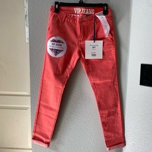 VIP jeans cropped rolled ankle.